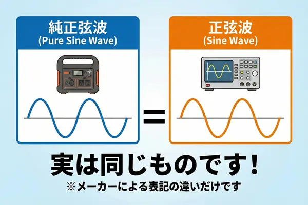 純正弦波と正弦波は同じであることを表した図