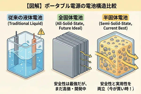 ポータブル電源の電池構造比較