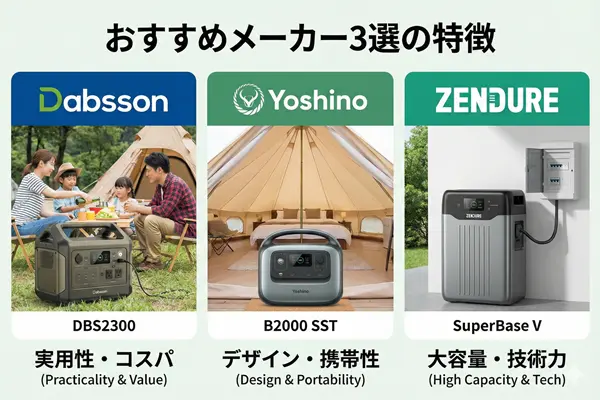 おすすめメーカー3選の特徴